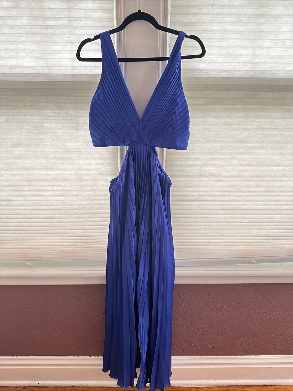 Abercrombie & Fitch Cobalt Blue Pleated Cutout Maxi Dress